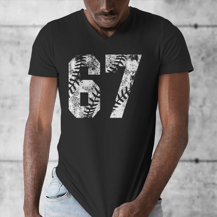Vintage Baseball Number 67 Jersey Player Uniform Men's V-Neck T-Shirt
