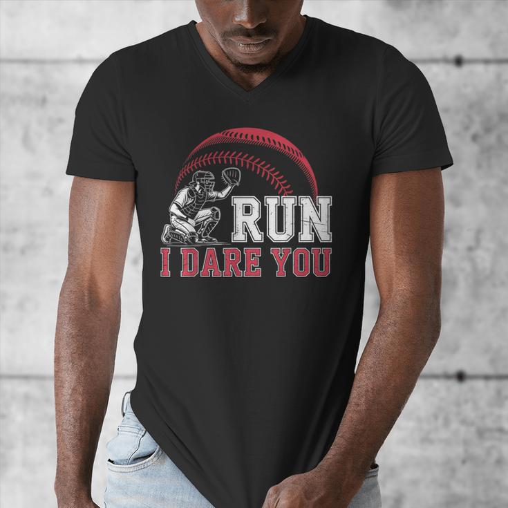 Vintage Humor Baseball Apparel Run I Dare You Men's V-Neck T-Shirt Vintage Humor Baseball Apparel Run I Dare You Men's V-Neck T-Shirt