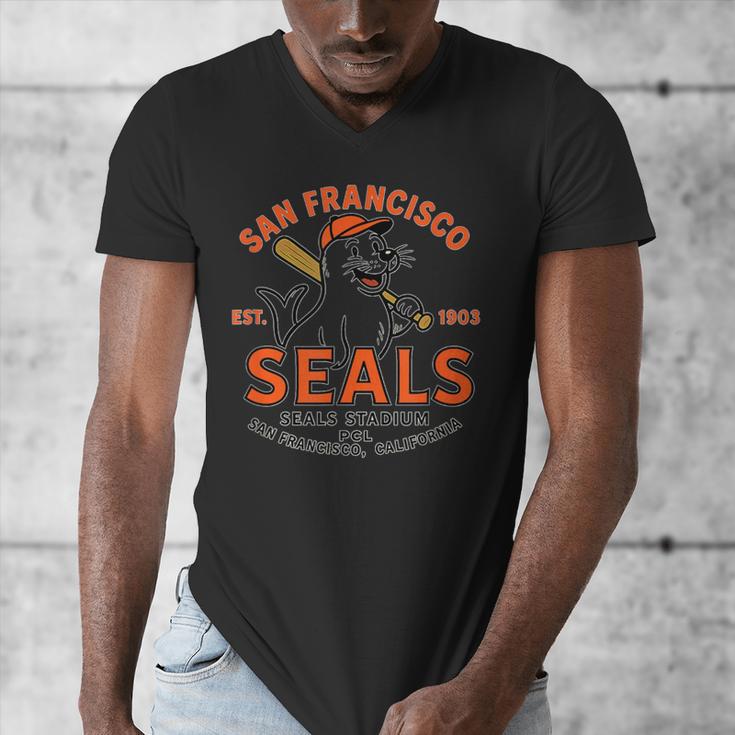 Vintage San Francisco Seals California Baseball Logo Men's V-Neck T-Shirt