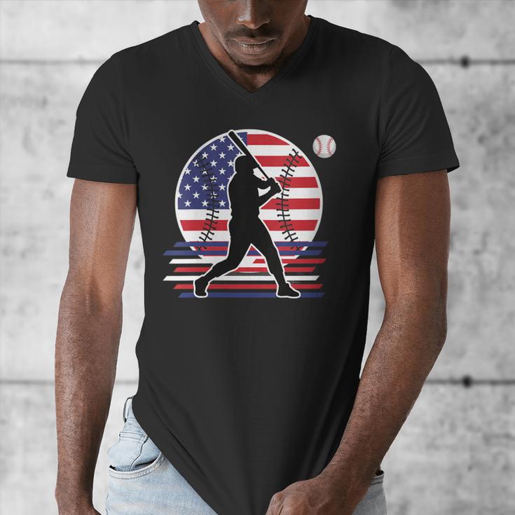 Women's Batter Patriotic American Flag Baseball Silks Men's V-Neck T-Shirt