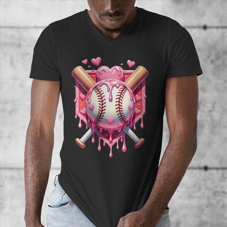 Women's Valentines Day Baseball Boys Ice Cream Drip Heart Youth Kids Men's V-Neck T-Shirt Women's Valentines Day Baseball Boys Ice Cream Drip Heart Youth Kids Men's V-Neck T-Shirt