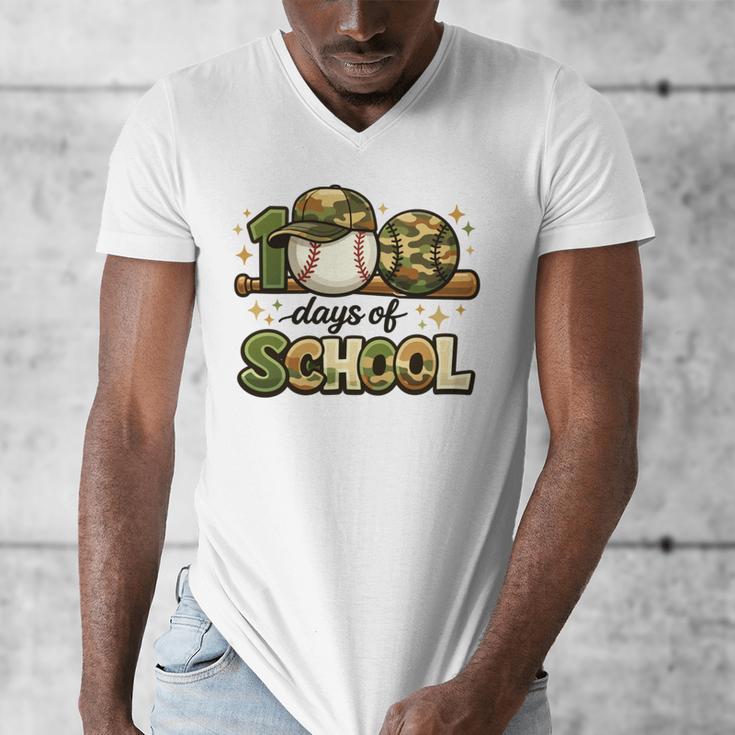 100 Days Of School Baseball Camo School Teacher Boy Men's V-Neck T-Shirt 100 Days Of School Baseball Camo School Teacher Boy Men's V-Neck T-Shirt
