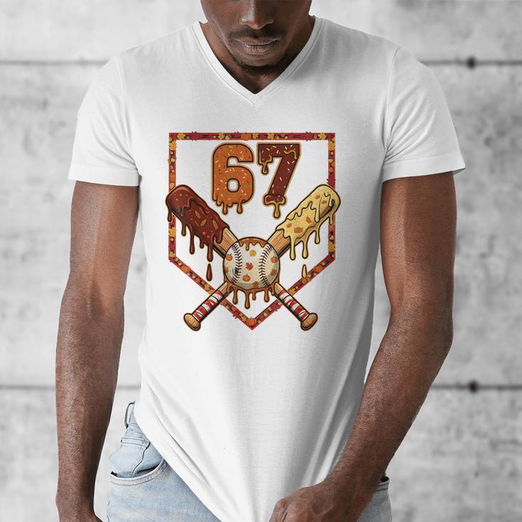 67 Baseball Drip Thanksgiving Six Seven Boys Teens Kids Men's V-Neck T-Shirt 67 Baseball Drip Thanksgiving Six Seven Boys Teens Kids Men's V-Neck T-Shirt