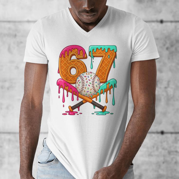 67 Ice Cream Drip Baseball Number 67 Player 67th Birthday Men's V-Neck T-Shirt 67 Ice Cream Drip Baseball Number 67 Player 67th Birthday Men's V-Neck T-Shirt