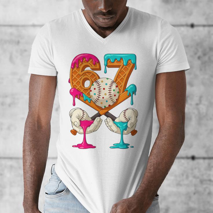 67 Ice Cream Drip Baseball Number 67 Player 67th Birthday Premium Tri-Blend Men's V-Neck T-Shirt 67 Ice Cream Drip Baseball Number 67 Player 67th Birthday Premium Tri-Blend Men's V-Neck T-Shirt
