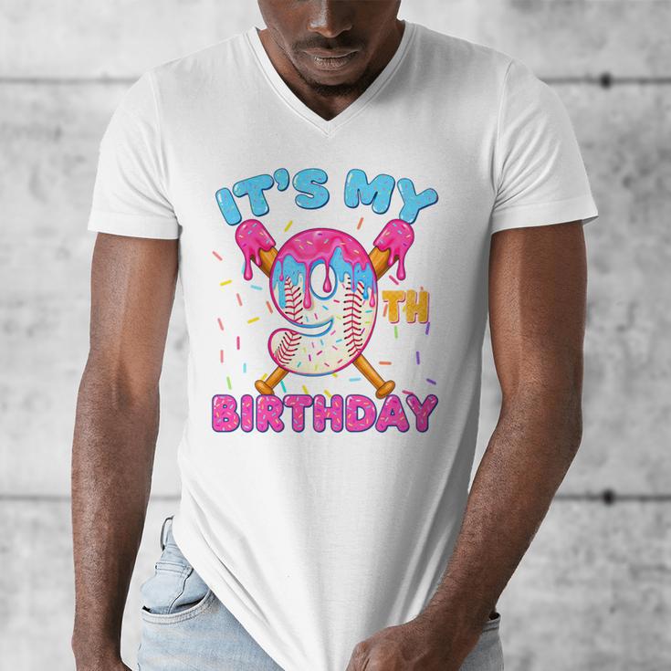 9th Birthday Baseball 9 Year Old Ice Cream Drip Boy Baseball Premium Tri-Blend Men's V-Neck T-Shirt