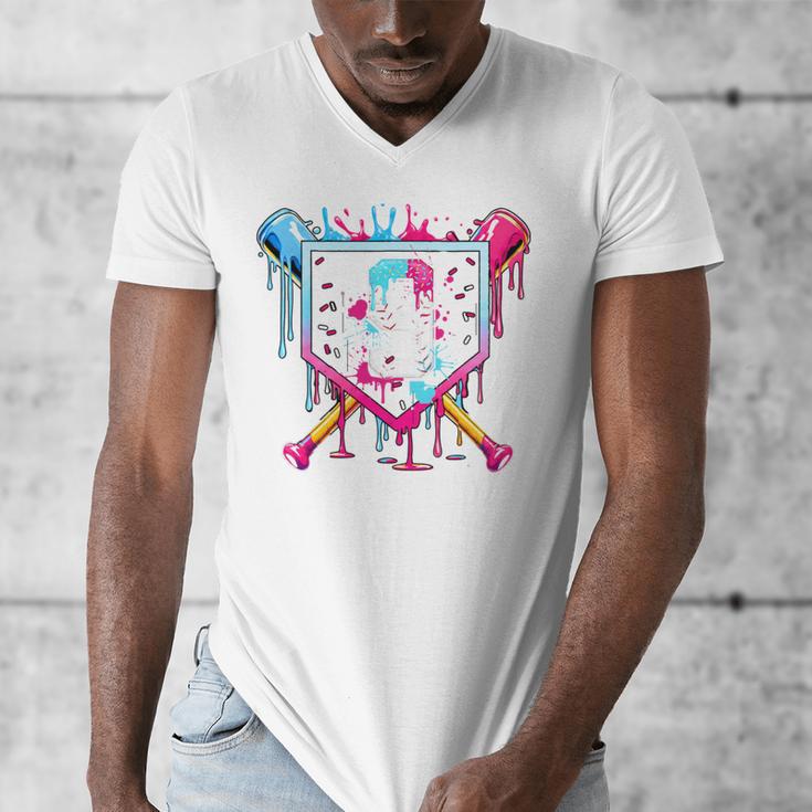 9th Birthday Boys Baseball Ice Cream Drip Boys Baseball Men's V-Neck T-Shirt 9th Birthday Boys Baseball Ice Cream Drip Boys Baseball Men's V-Neck T-Shirt