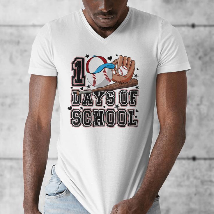 Baseball 100 Days Of School Happy 100th Day Teachers Kids Men's V-Neck T-Shirt Baseball 100 Days Of School Happy 100th Day Teachers Kids Men's V-Neck T-Shirt