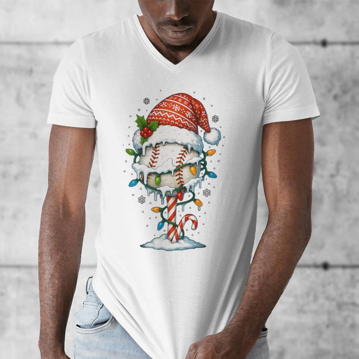 Baseball Christmas Ball Hat Snow Winter Premium Tri-Blend Men's V-Neck T-Shirt