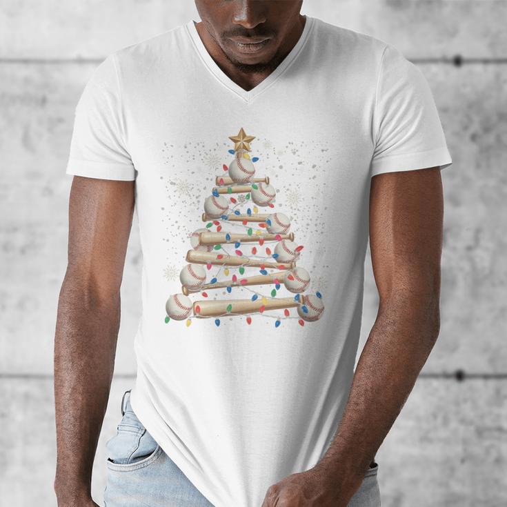 Baseball Christmas Tree Light Xmas Tees Boys Kids Men Men's V-Neck T-Shirt Baseball Christmas Tree Light Xmas Tees Boys Kids Men Men's V-Neck T-Shirt