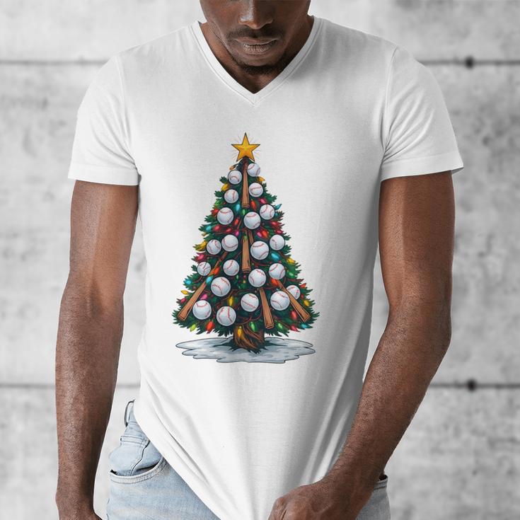 Baseball Christmas Tree Men Boys Youth Santa Sports Men's V-Neck T-Shirt
