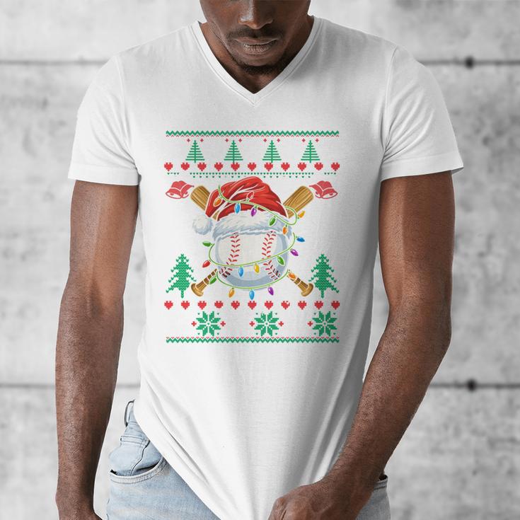 Baseball Christmas Ugly Sweater Santa Sport Men Kids Men's V-Neck T-Shirt Baseball Christmas Ugly Sweater Santa Sport Men Kids Men's V-Neck T-Shirt