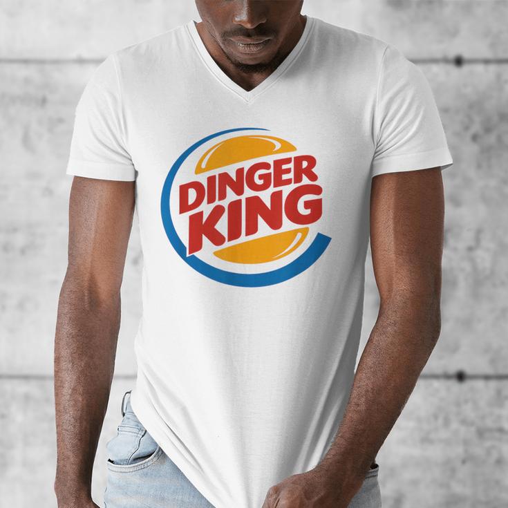 Baseball Dinger King Logo For Home Run Players And Fan Men's V-Neck T-Shirt
