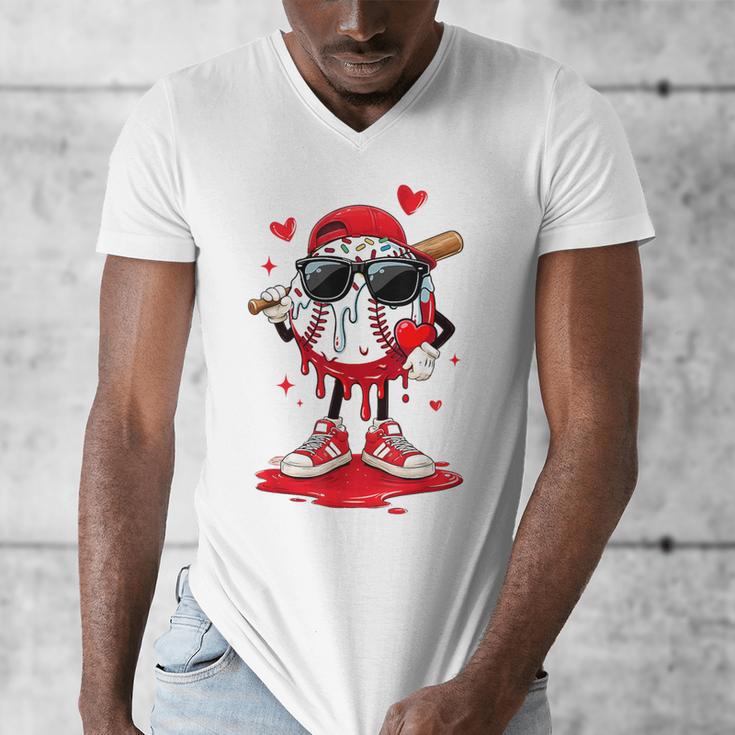 Baseball Drip Ice Cream Sunglasses Boys Youth Kids Valentine Men's V-Neck T-Shirt