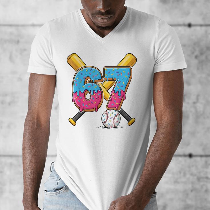 Baseball Drip Number 67 Player 67th Birthday Meme Gen Alpha Men's V-Neck T-Shirt