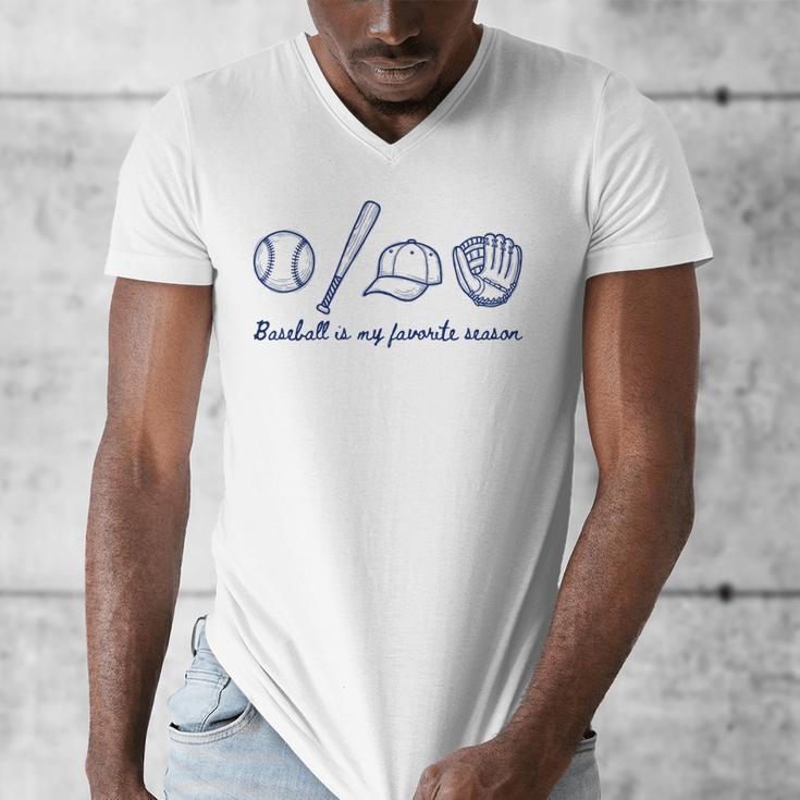 Baseball Is My Favorite Season Sports Minimalist Line Art Men's V-Neck T-Shirt