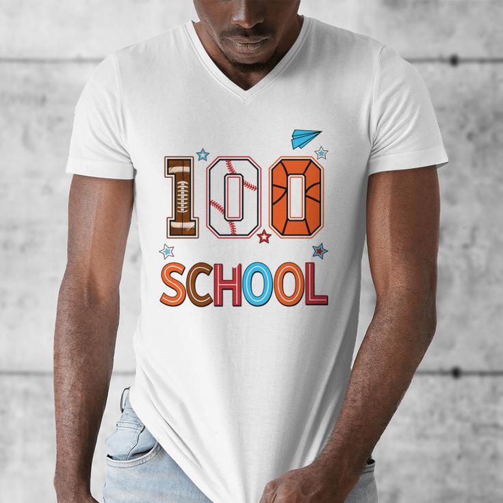 Baseball Football Basketball I Survived 100 Days Of School Men's V-Neck T-Shirt Baseball Football Basketball I Survived 100 Days Of School Men's V-Neck T-Shirt