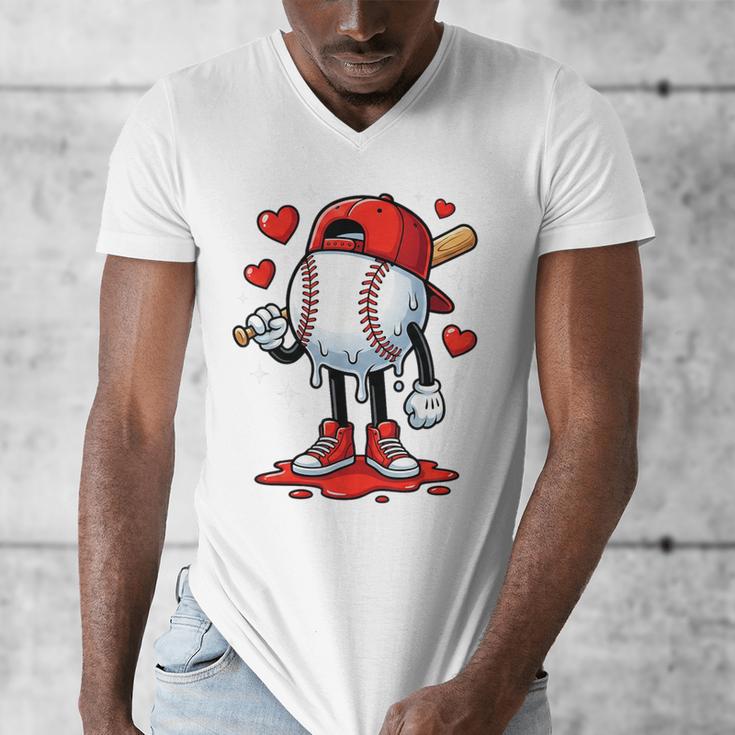 Baseball Ice Cream Drip Valentines Day Sports For Kids Boys Men's V-Neck T-Shirt Baseball Ice Cream Drip Valentines Day Sports For Kids Boys Men's V-Neck T-Shirt