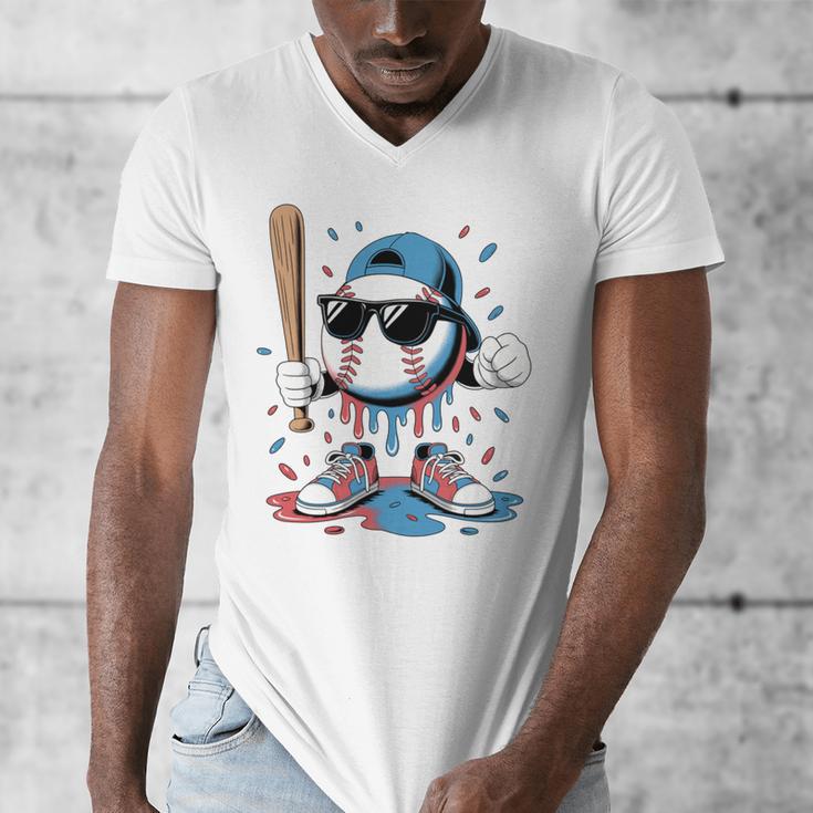 Baseball Lifestyle Apparel Youth Baseball Ice Cream Drip Men's V-Neck T-Shirt Baseball Lifestyle Apparel Youth Baseball Ice Cream Drip Men's V-Neck T-Shirt