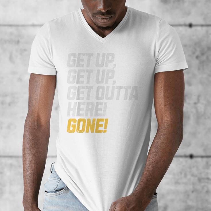 Baseball Player Get Up Get Outta Here Gone Home Run Men's V-Neck T-Shirt Baseball Player Get Up Get Outta Here Gone Home Run Men's V-Neck T-Shirt
