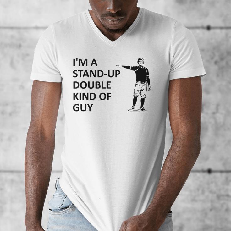 Baseball Pun Saying I'm a Stand Up Double Type Of Guy Men's V-Neck T-Shirt