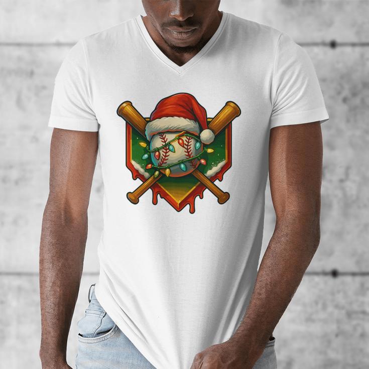 Baseball Xmas Christmas Baseball Ice Cream Drip Boys Men's V-Neck T-Shirt