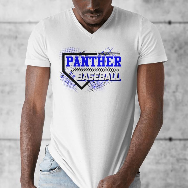 Blue Panther Baseball Home Plate Game Day Mascot Panther Men's V-Neck T-Shirt