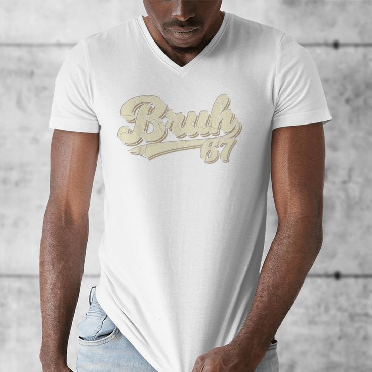 Bruh 67 Baseball Style Meme Slang Sports Number Graphic Men's V-Neck T-Shirt