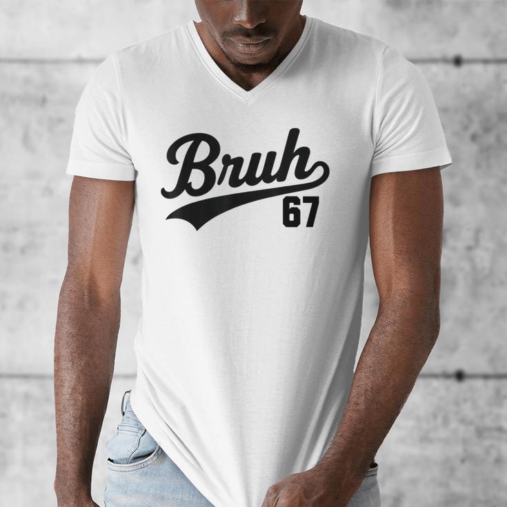 Bruh Baseball Style Number 67 Sports Bro Slang Meme Brother Men's V-Neck T-Shirt