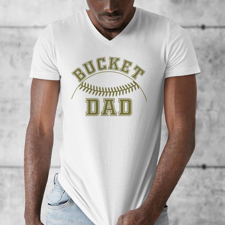 Bucket Dad Softball Dad Baseball Player Dad Men's V-Neck T-Shirt