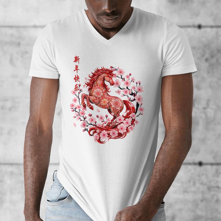 Chinese New Year 2026 Year Of The Horse Raglan Baseball Tee Men's V-Neck T-Shirt Chinese New Year 2026 Year Of The Horse Raglan Baseball Tee Men's V-Neck T-Shirt