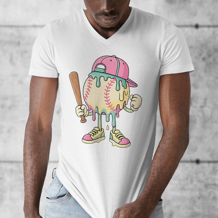 Cute Baseball Ice Cream Drip For Girls & Boys 2 Sides Men's V-Neck T-Shirt Cute Baseball Ice Cream Drip For Girls & Boys 2 Sides Men's V-Neck T-Shirt