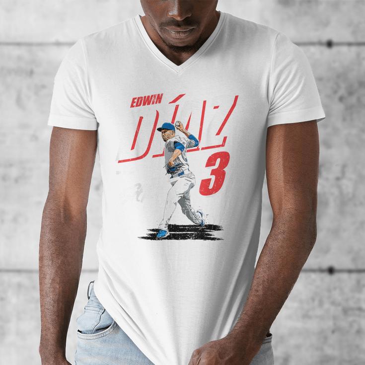 Edwin Diaz Los Angeles D Baseball Players MLBEDD204M Men's V-Neck T-Shirt