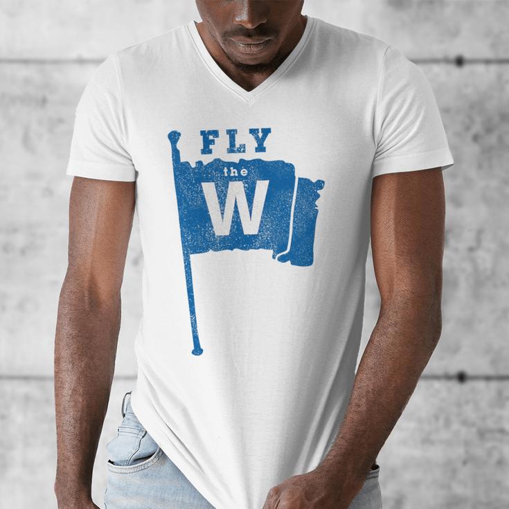 Fly The W Chicago Baseball Winning Flag Distressed Premium Tri-Blend Men's V-Neck T-Shirt Fly The W Chicago Baseball Winning Flag Distressed Premium Tri-Blend Men's V-Neck T-Shirt