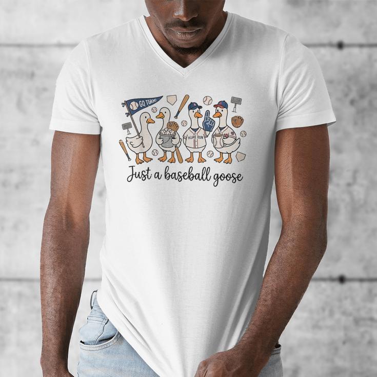 Game Day Just A Baseball Goose Cute Duck Team Sports Men's V-Neck T-Shirt