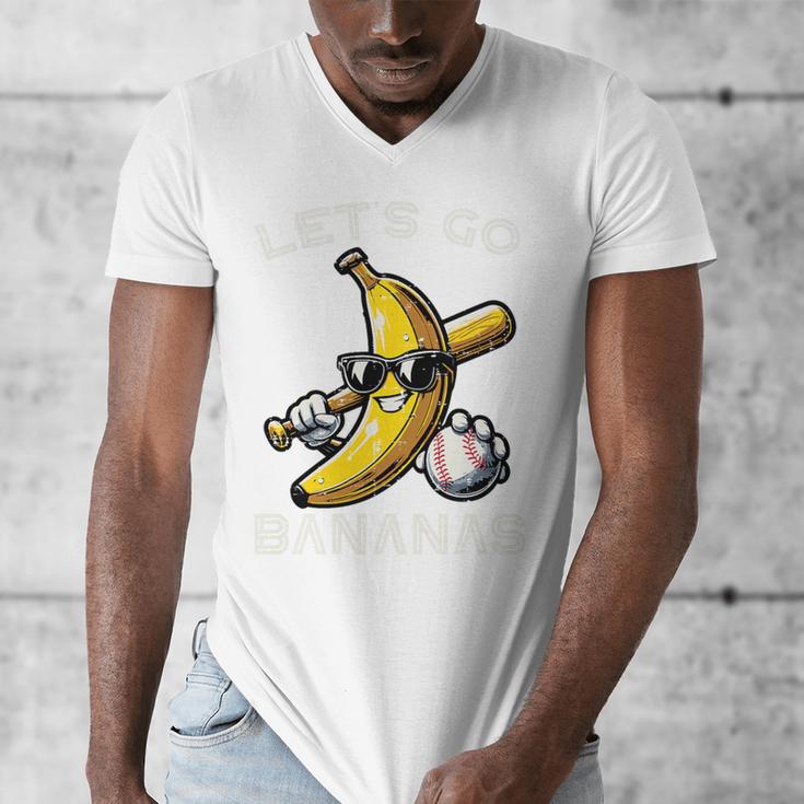 Lets Go Bananas Baseball Retro Sports Boys Kids Men Youth Premium Tri-Blend Men's V-Neck T-Shirt