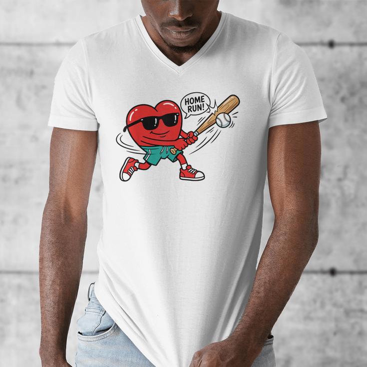 Heart Valentines Day Baseball Men Boys Kids Teens Men's V-Neck T-Shirt Heart Valentines Day Baseball Men Boys Kids Teens Men's V-Neck T-Shirt
