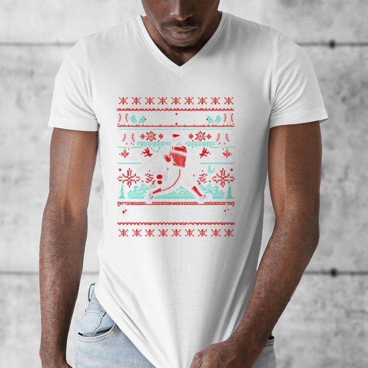 Ho Ho Homerun Baseball Ugly Christmas Sweater Party Hitter Men's V-Neck T-Shirt Ho Ho Homerun Baseball Ugly Christmas Sweater Party Hitter Men's V-Neck T-Shirt