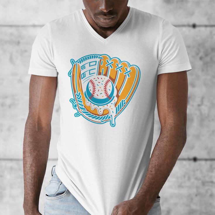 Ice Cream Baseball Mitt Drippy Scoop Baseball Sports Men's V-Neck T-Shirt Ice Cream Baseball Mitt Drippy Scoop Baseball Sports Men's V-Neck T-Shirt