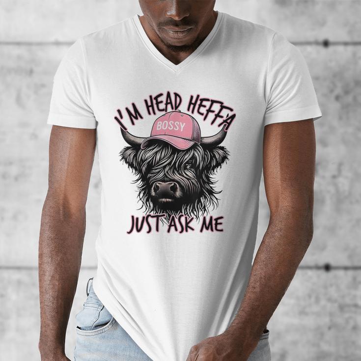 I'm Head Heffa Just Ask Me Bossy Highland Cow Baseball Cap Men's V-Neck T-Shirt I'm Head Heffa Just Ask Me Bossy Highland Cow Baseball Cap Men's V-Neck T-Shirt