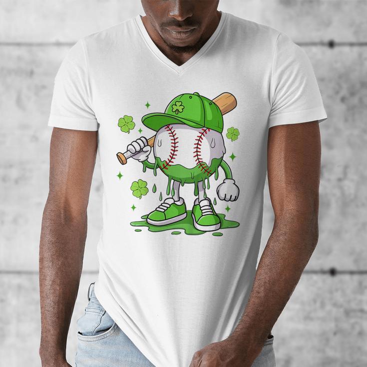 Kids Boys Happy St Patricks Day Kids Baseball Ice Cream Drip Men's V-Neck T-Shirt