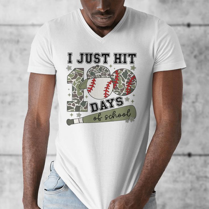 Kids I Just Hit 100 Days Boys 100 Days Of School Baseball Kids Men's V-Neck T-Shirt Kids I Just Hit 100 Days Boys 100 Days Of School Baseball Kids Men's V-Neck T-Shirt