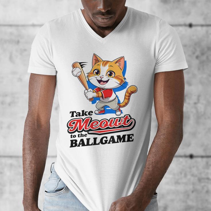 Take Meowt To The Ball Game Tee Slugger Cat Baseball Men's V-Neck T-Shirt Take Meowt To The Ball Game Tee Slugger Cat Baseball Men's V-Neck T-Shirt