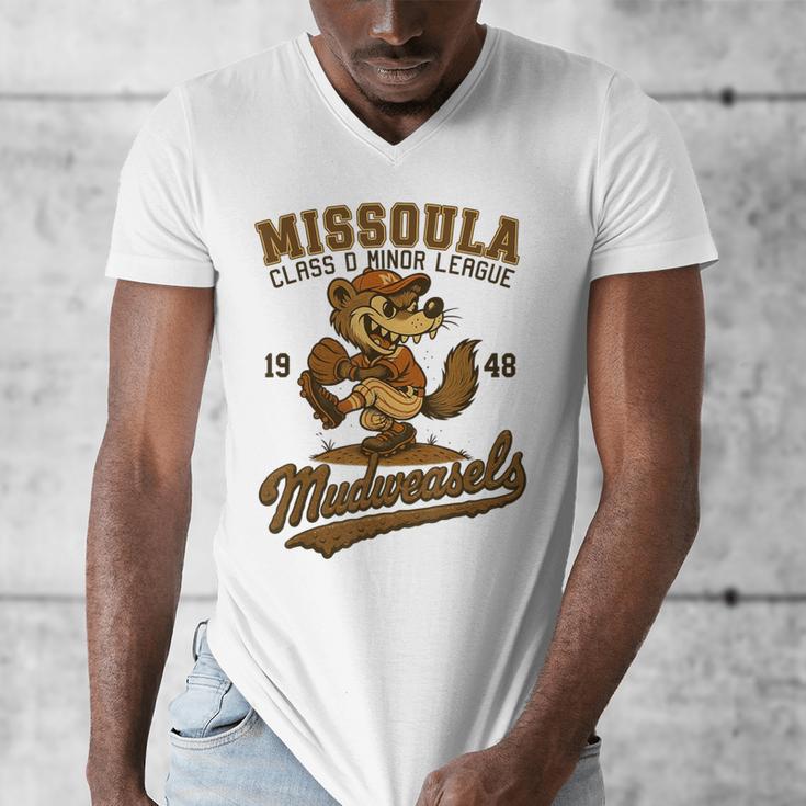 Missoula Mudweasels Retro Minor League Baseball Men's V-Neck T-Shirt