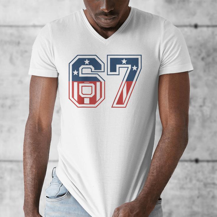Number 67 USA Raglan Baseball Tee Men's V-Neck T-Shirt