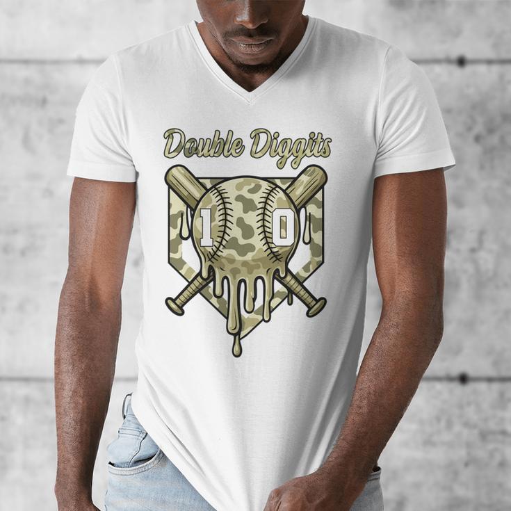 Old School Camo Baseball Drip Double Digits 10th Birthday Men's V-Neck T-Shirt Old School Camo Baseball Drip Double Digits 10th Birthday Men's V-Neck T-Shirt