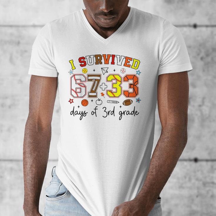 I Survived 6733 Days Baseball Football Softball 3rd Grade Men's V-Neck T-Shirt I Survived 6733 Days Baseball Football Softball 3rd Grade Men's V-Neck T-Shirt