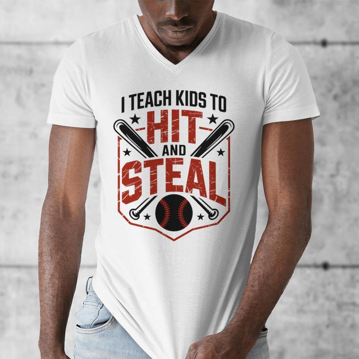 I Teach Kids To Hit And Steal Baseball Softball Coach Premium Tri-Blend Men's V-Neck T-Shirt I Teach Kids To Hit And Steal Baseball Softball Coach Premium Tri-Blend Men's V-Neck T-Shirt