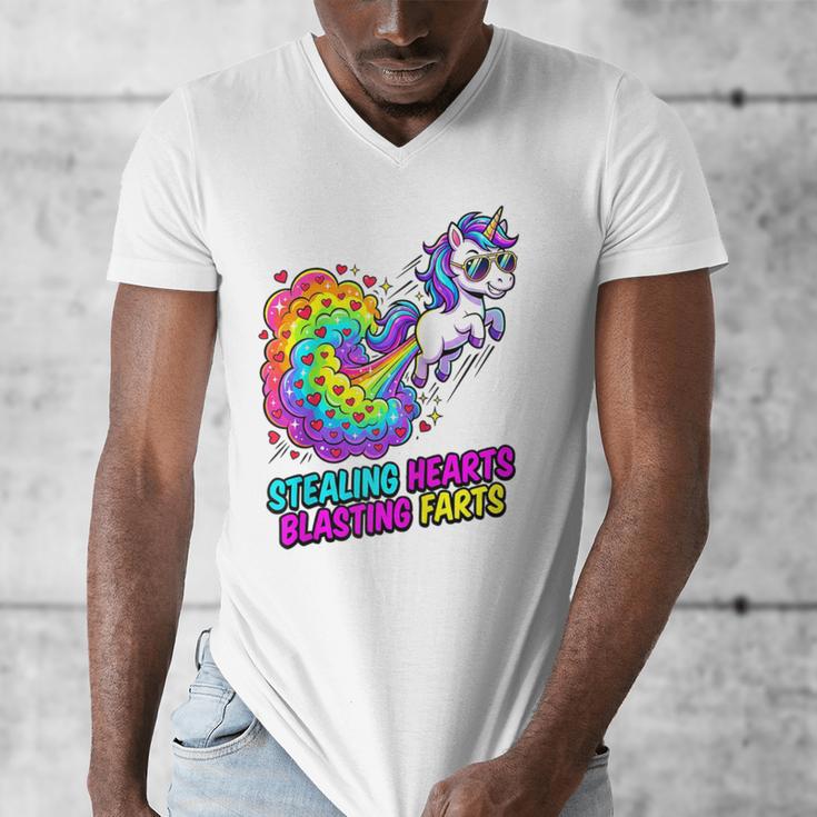 Unicorn Fart Valentine Stealing Hearts Blasting Farts Raglan Baseball Tee Men's V-Neck T-Shirt Unicorn Fart Valentine Stealing Hearts Blasting Farts Raglan Baseball Tee Men's V-Neck T-Shirt