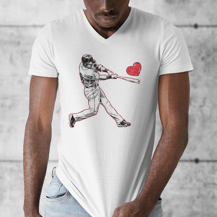 Valentines Baseball Batter Heart Player Silhouette Premium Tri-Blend Men's V-Neck T-Shirt Valentines Baseball Batter Heart Player Silhouette Premium Tri-Blend Men's V-Neck T-Shirt